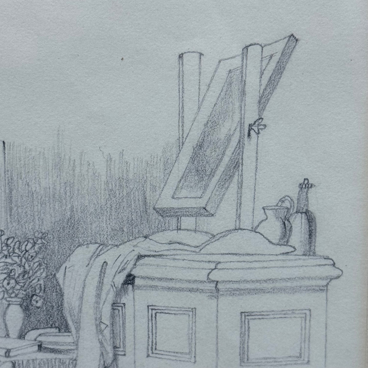 Martha E. Plummer Original Pencil Drawing & Penmanship Antique