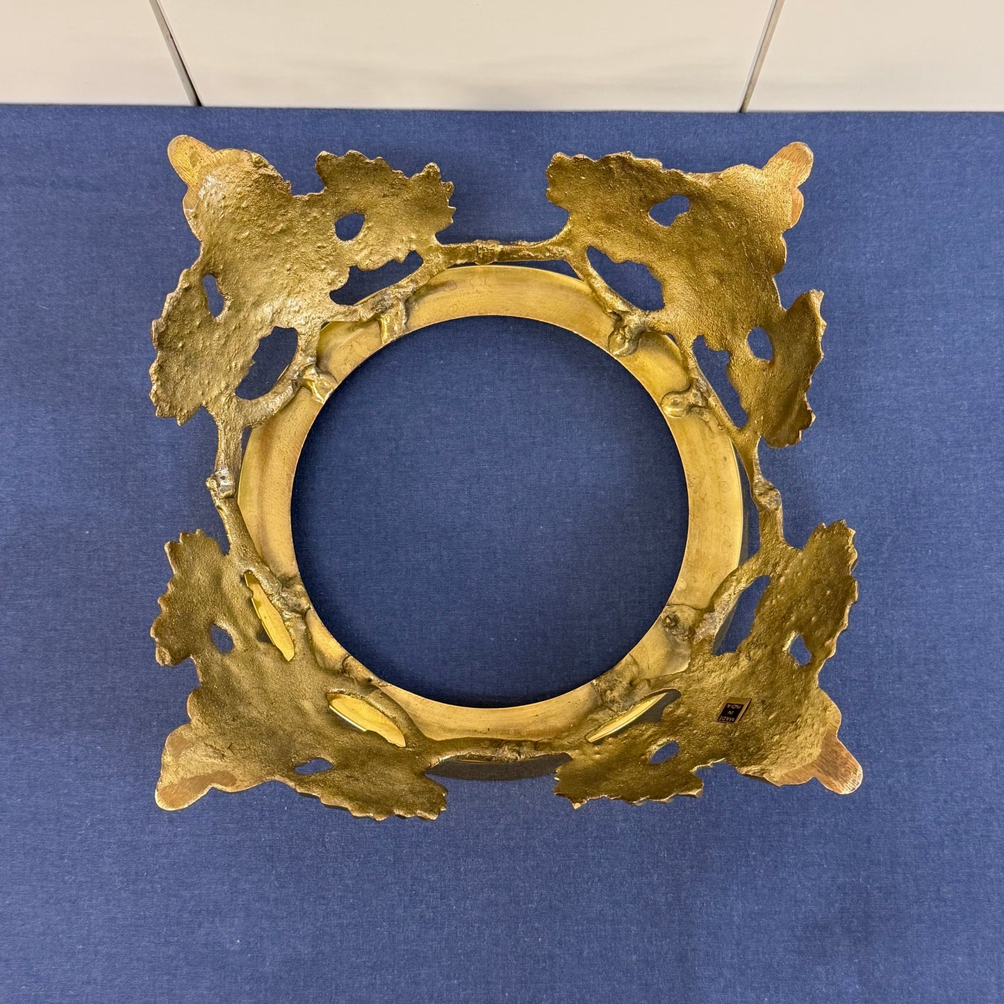 Hollywood Regency Cut Crystal Rose Bowl Brass Stand