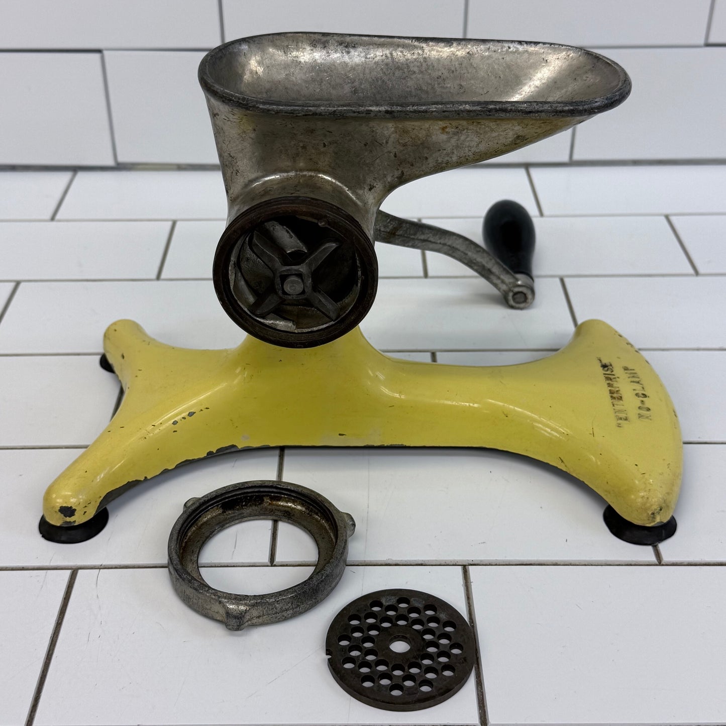 Enterprise No-Clamp Cast Iron Hand Crank Meat Grinder