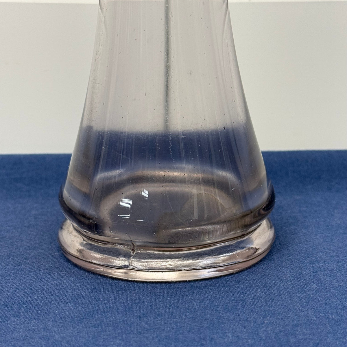 Clear Glass Swung Vase Ruffle Rim Mid Century