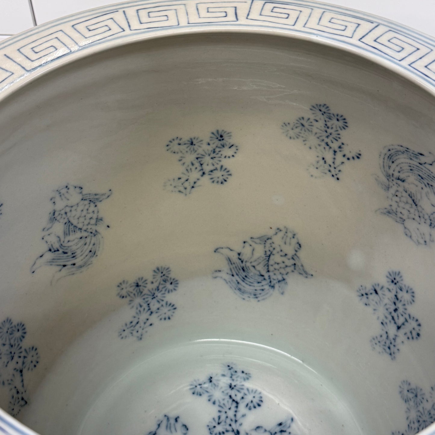 Chinoiserie Blue White Ceramic Planter Cachepot Floral Pot