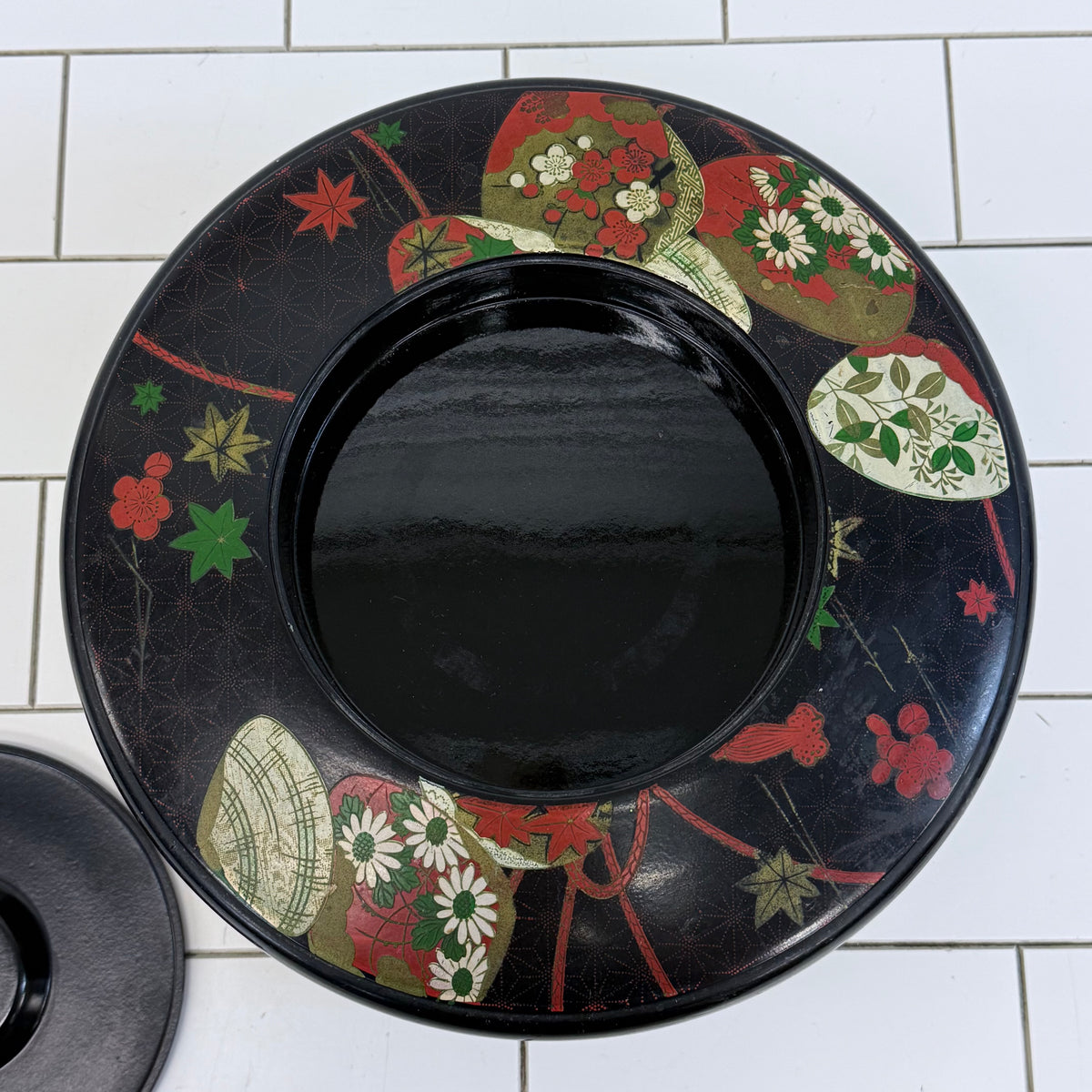 Japanese Lacquer-Style Stacking Serving Set Plates & Trays