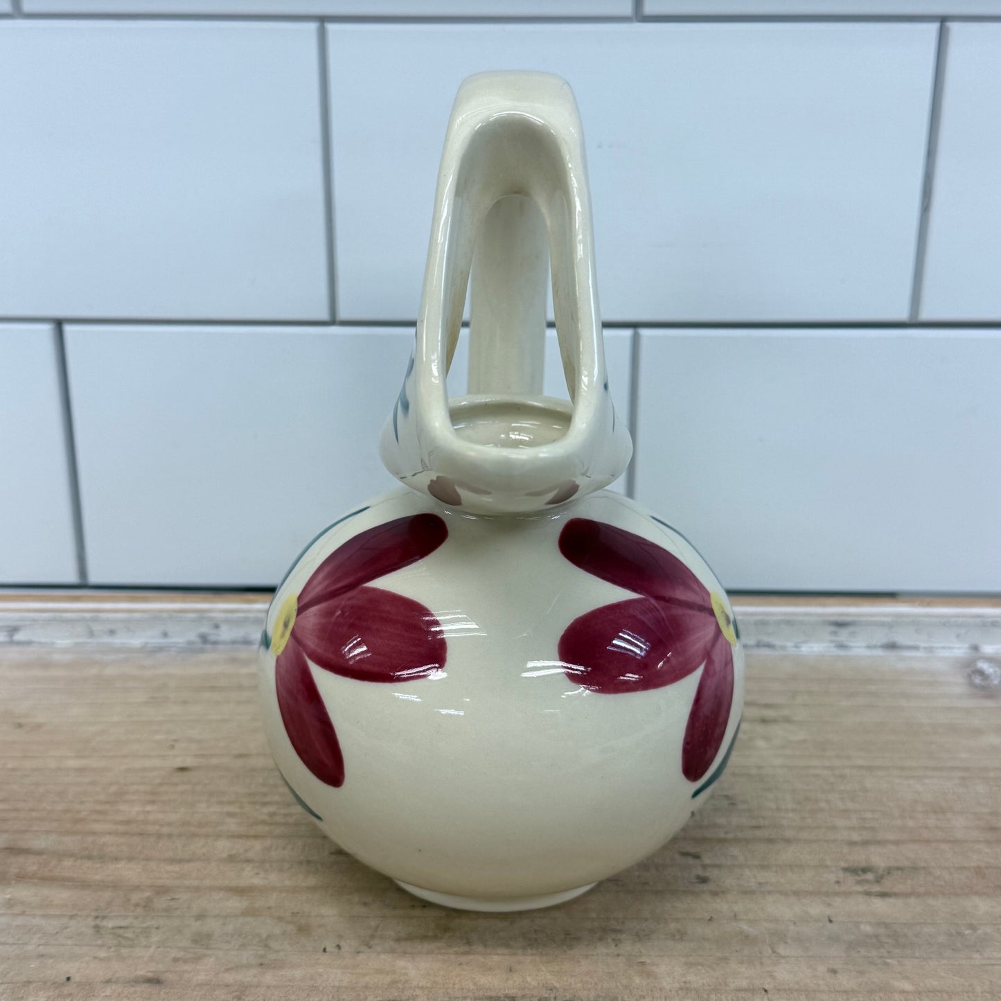 Purinton Slip Ware Floral Honey Syrup Pitcher USA 1950s